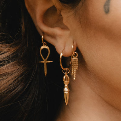 Ankh | Womb of Life Hoop Earrings - Gold - NOIR KALA