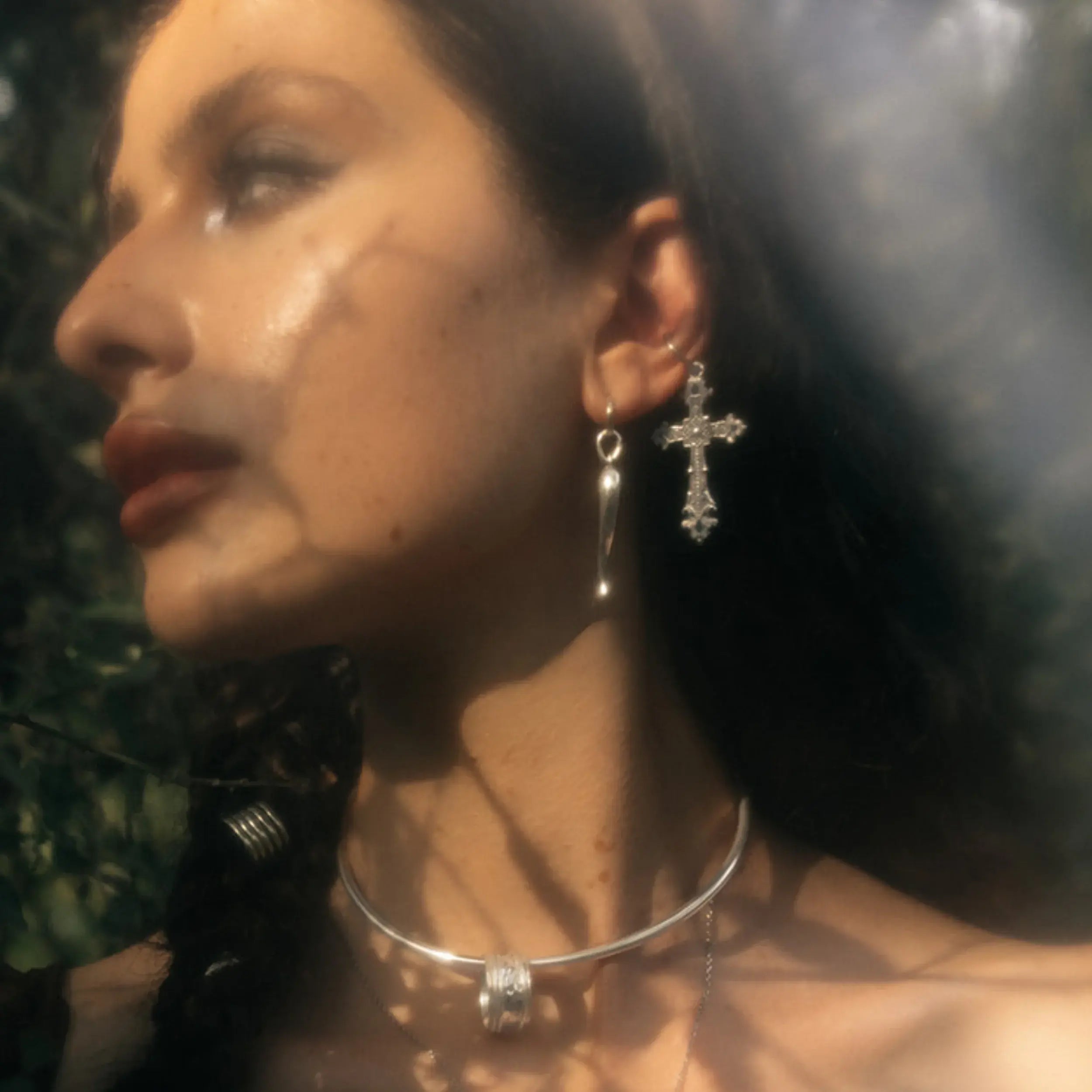Medieval Cross | Hoop Earrings - 925 Silver