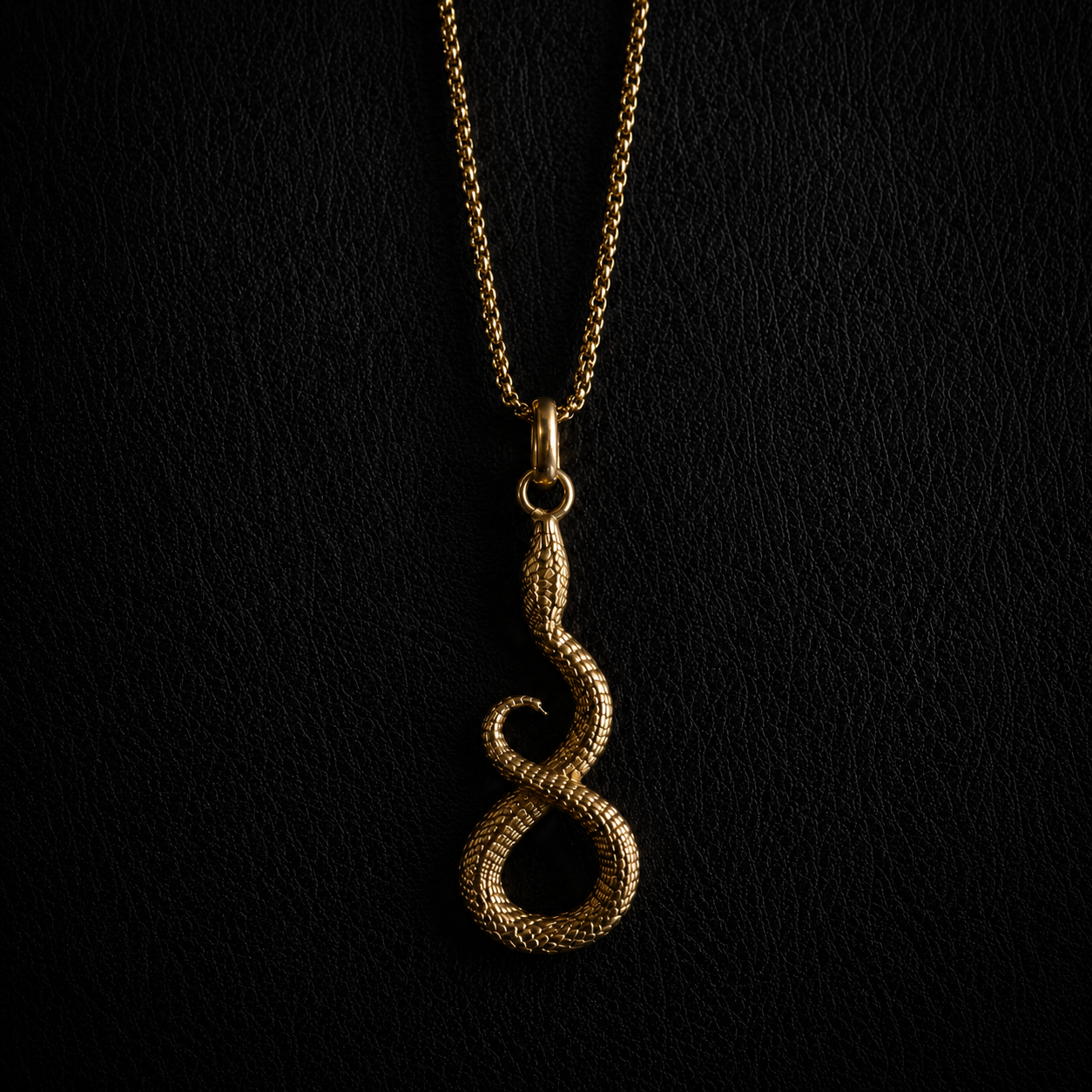 Serpentine | Collier pendentif serpent - Laiton