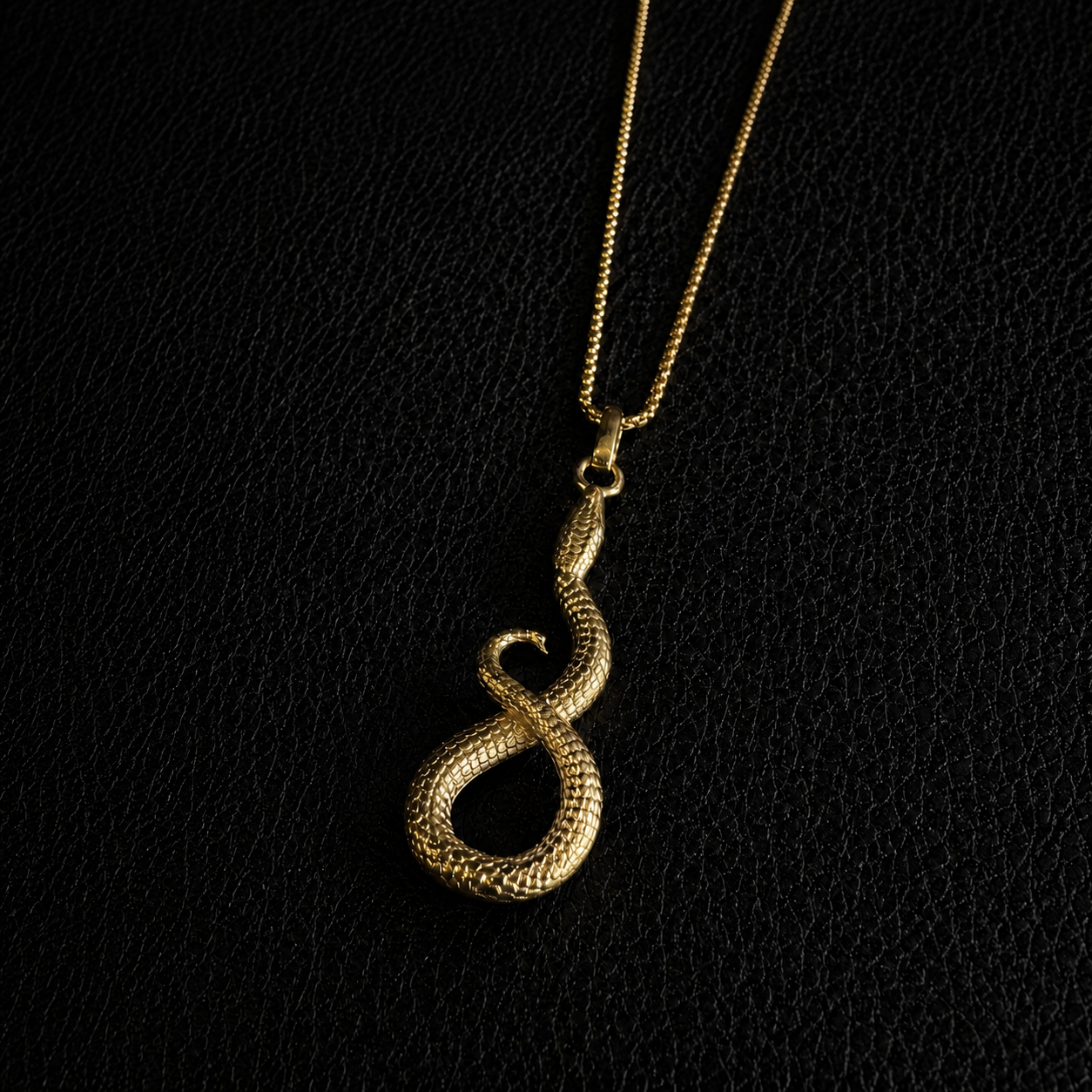 Serpentine | Collier pendentif serpent - Laiton