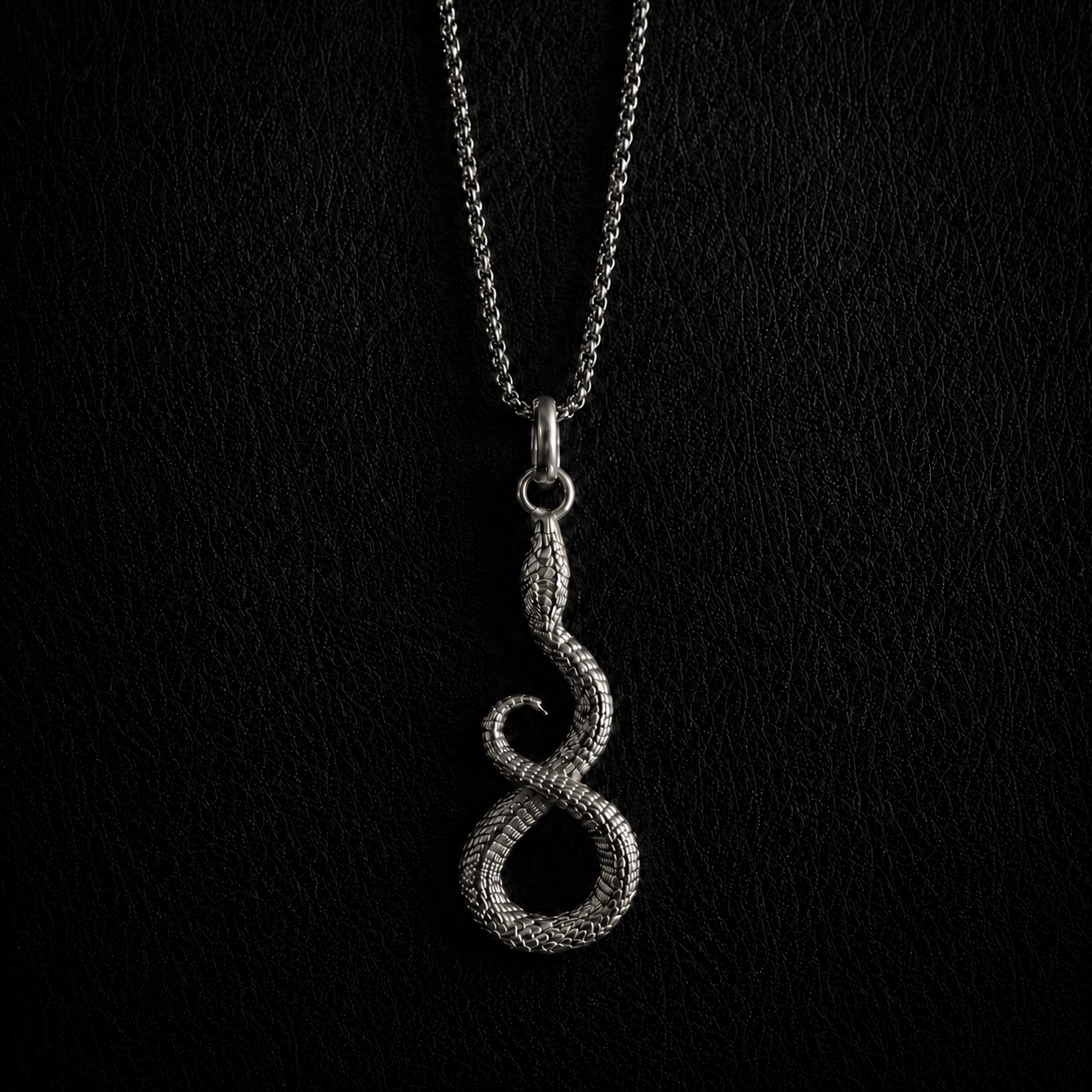 Serpentine | Collier pendentif serpent - Argent 925