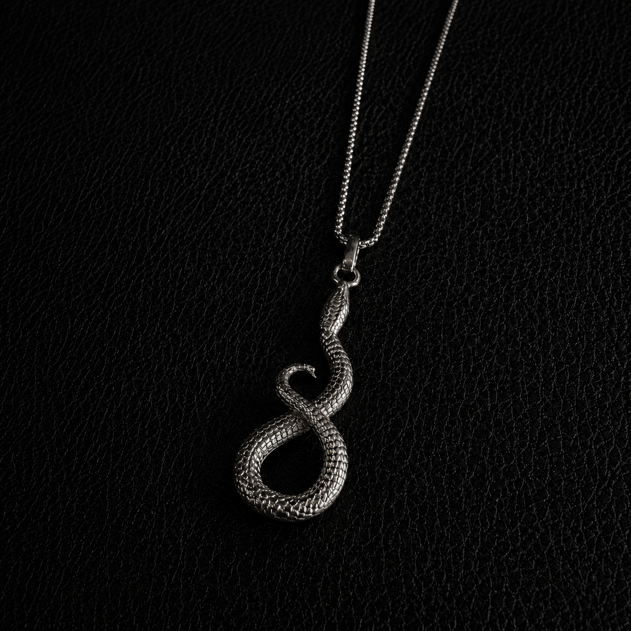 Serpentine | Collier pendentif serpent - Argent 925