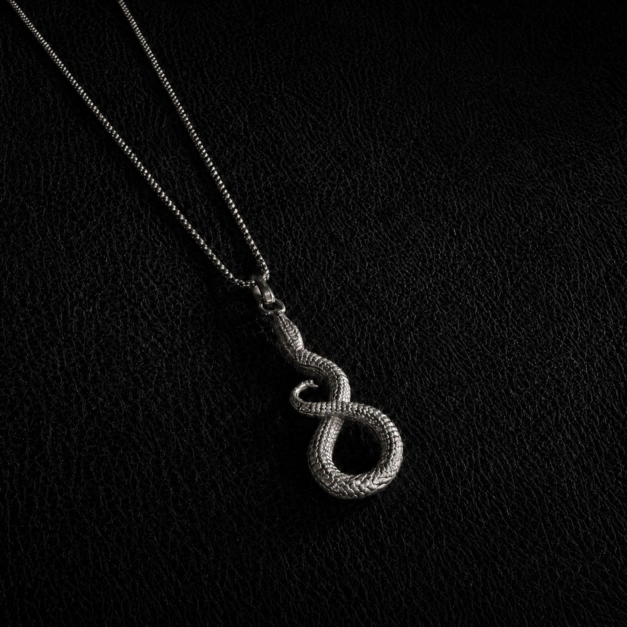 Serpentine | Collier pendentif serpent - Argent 925