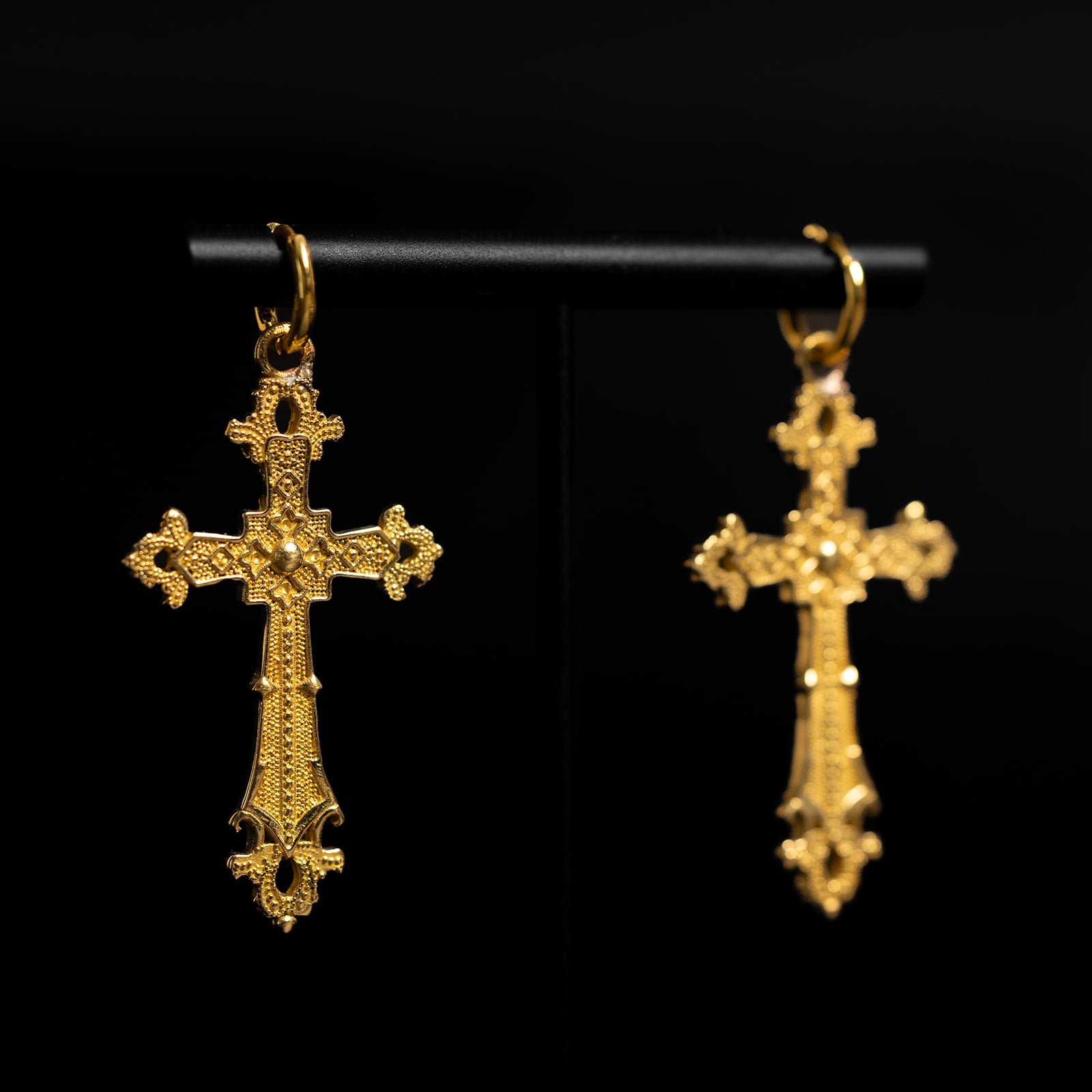 Medieval Cross | Hoop Earrings - Brass