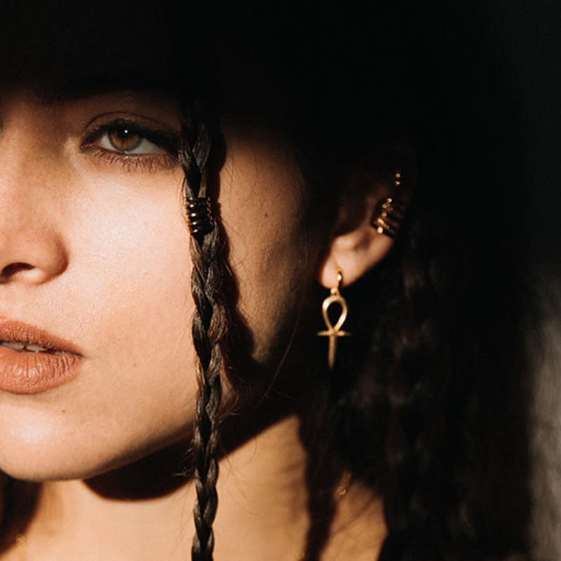 Ankh | Womb of Life Hoop Earrings - Gold