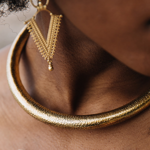 Snake Skin Hoop | Necklace - Brass